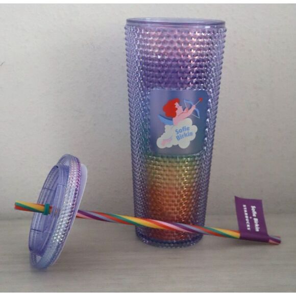 Sofie Birkin + Starbucks Plastic Cold 24 Oz Cup Sparkle/Cupid *Limited Edition - Picture 10 of 10